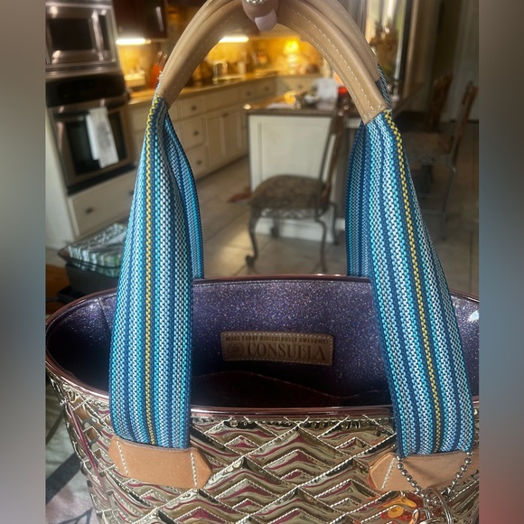 EUC Consuela Large Quilted Shiny Gold Tote - Picture 6 of 16